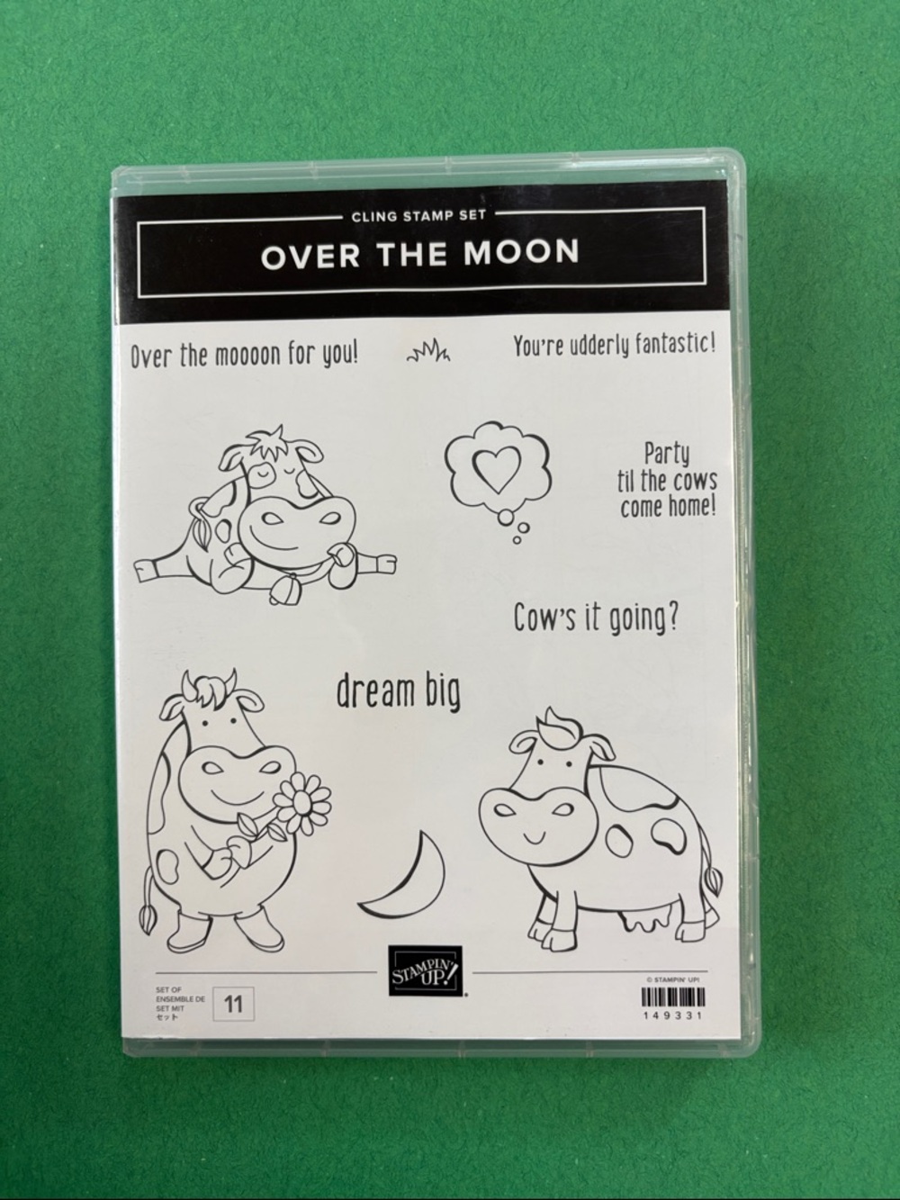 Stampin' Up! Over The Moon Cling Stamp Set - Black & White